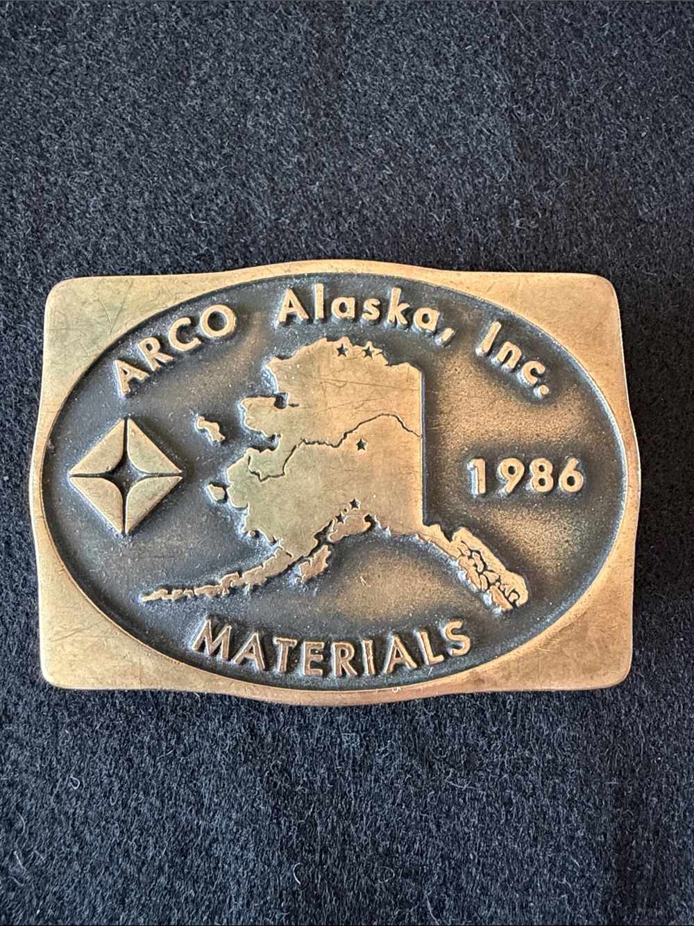 ARCO Alaska, Inc. 1986 Solid Brass Belt Buckle Vintage Rare Collectible Limited